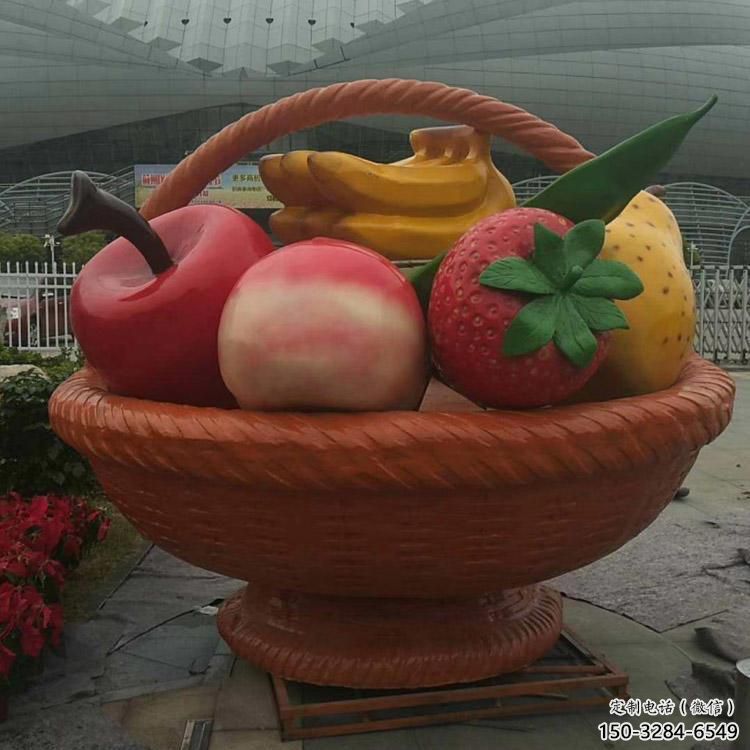 仿真果籃雕塑 店門(mén)口園林雕塑 水果小品