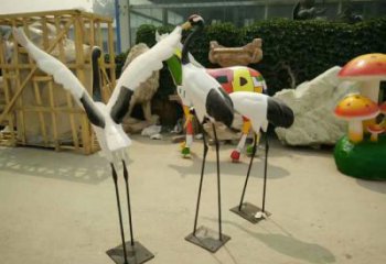 定制彩繪仙鶴雕塑 仿真動物雕塑 步行街擺件生產