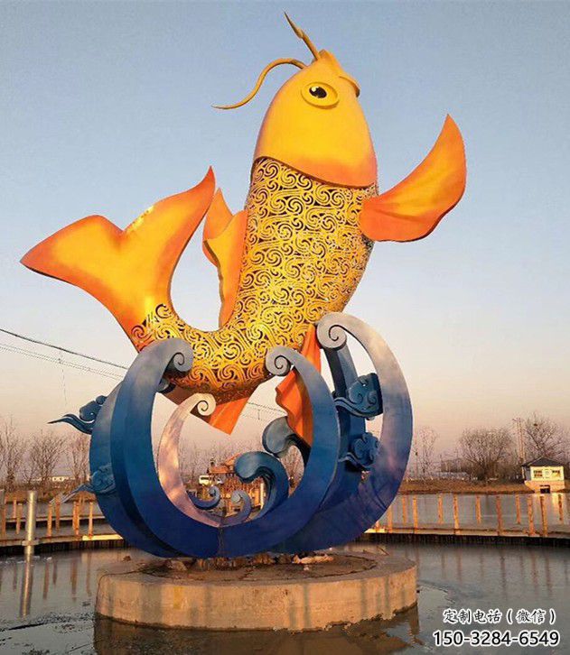 不銹鋼園林鯉魚雕塑 田間彩繪雕塑 仿真擺件