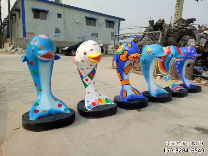 風景區玻璃鋼海豚雕塑廠家 售樓處廣場雕塑 仿古擺件
