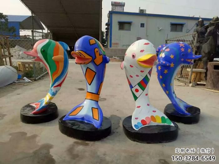 廣場玻璃鋼海豚雕塑廠家 公園仿真雕塑 抽象擺件