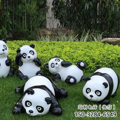 公園玻璃鋼熊貓雕塑廠家 酒店門口雕塑 彩繪擺件