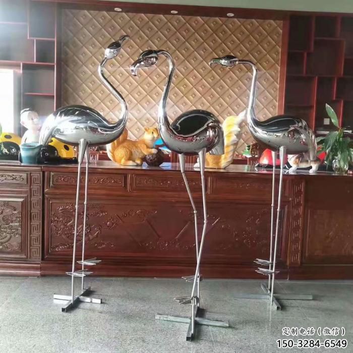 商場(chǎng)不銹鋼火烈鳥(niǎo)雕塑 仿真動(dòng)物雕塑 店門(mén)口小品