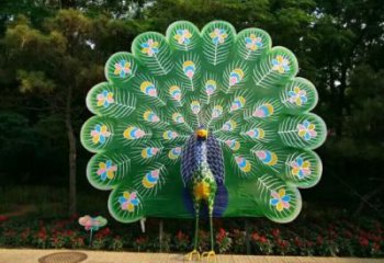 酒店玻璃鋼孔雀雕塑 庭院仿真雕塑 彩繪小品