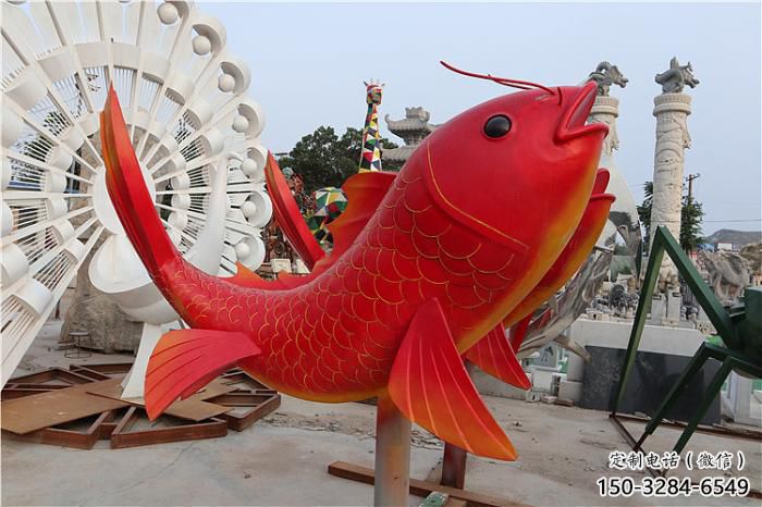 廣場(chǎng)玻璃鋼金魚雕塑 公園仿真雕塑 抽象擺件