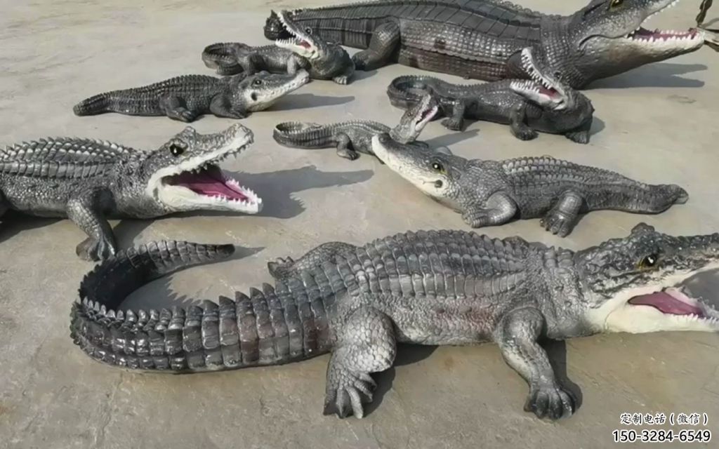 園林玻璃鋼鱷魚雕塑 風景區仿真雕塑 廣場小品