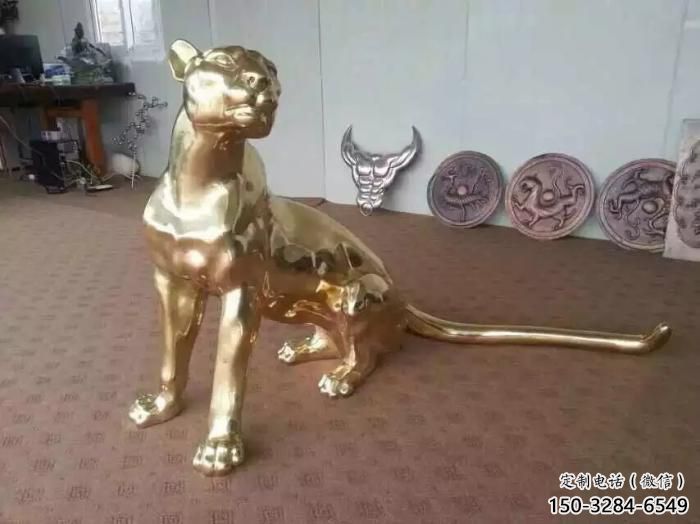 古銅色豹子銅雕塑廠家 大型城市雕塑 商業(yè)街?jǐn)[件