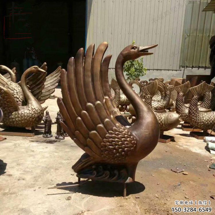 鴨子雕塑廠家，仿真動(dòng)物， 公園廣場(chǎng)街頭擺件 (15)