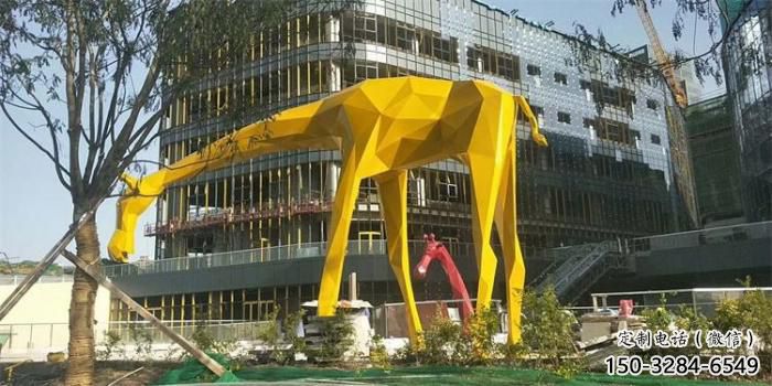 不銹鋼長頸鹿雕塑，異形幾何動物，售樓處小區擺件 (9)