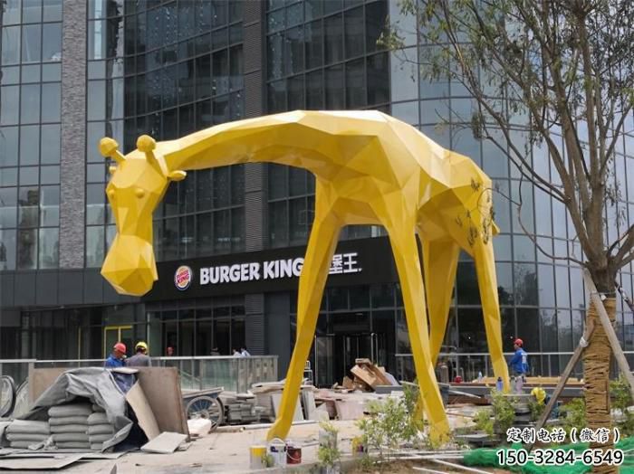 不銹鋼長頸鹿雕塑，異形幾何動物，售樓處小區(qū)擺件 (10)