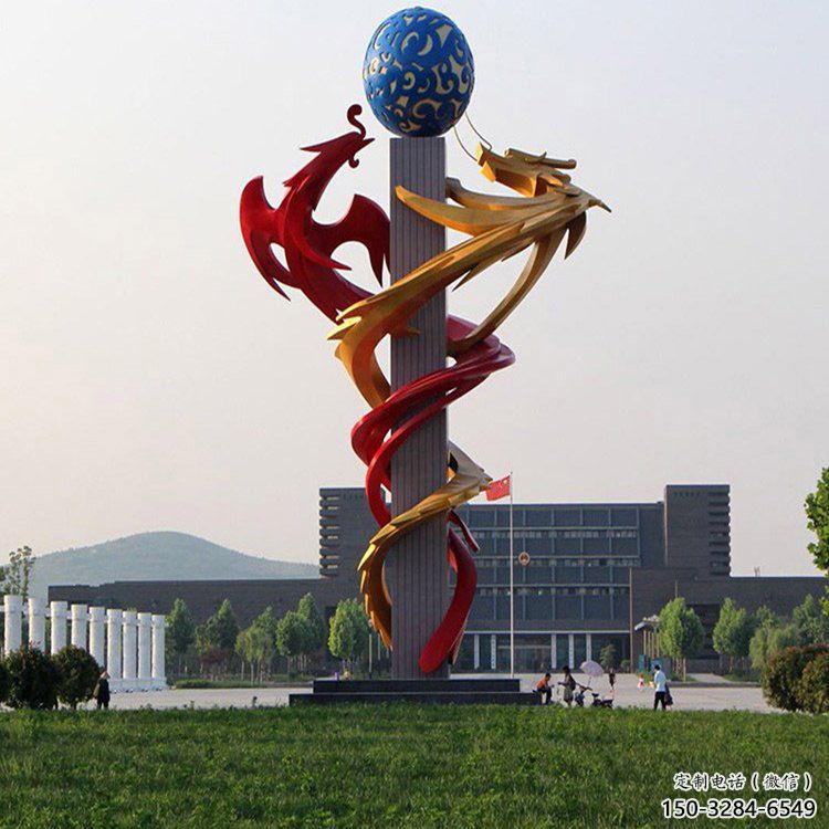 不銹鋼龍形雕塑，大型動物景觀，烤漆工藝制作 (5)