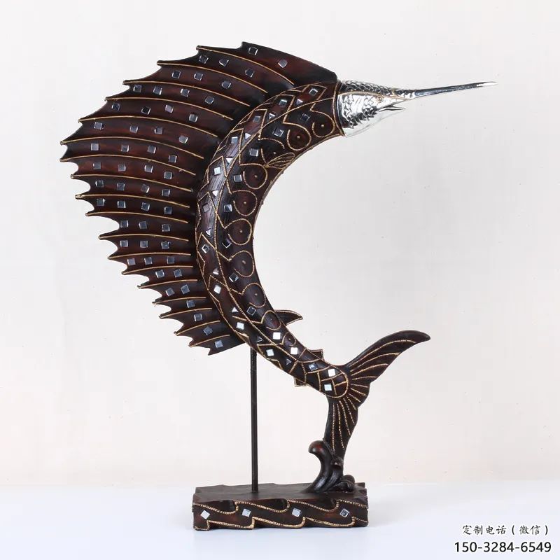 玻璃鋼劍魚雕塑生產廠家，海洋生物雕塑，公園廣場大型雕塑