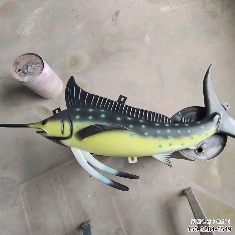 卡通劍魚雕塑，戶外街頭雕塑，海洋生物雕塑