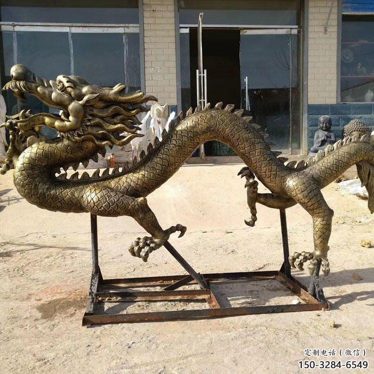 大型龍頭雕塑，黃銅材質，公園園林擺件