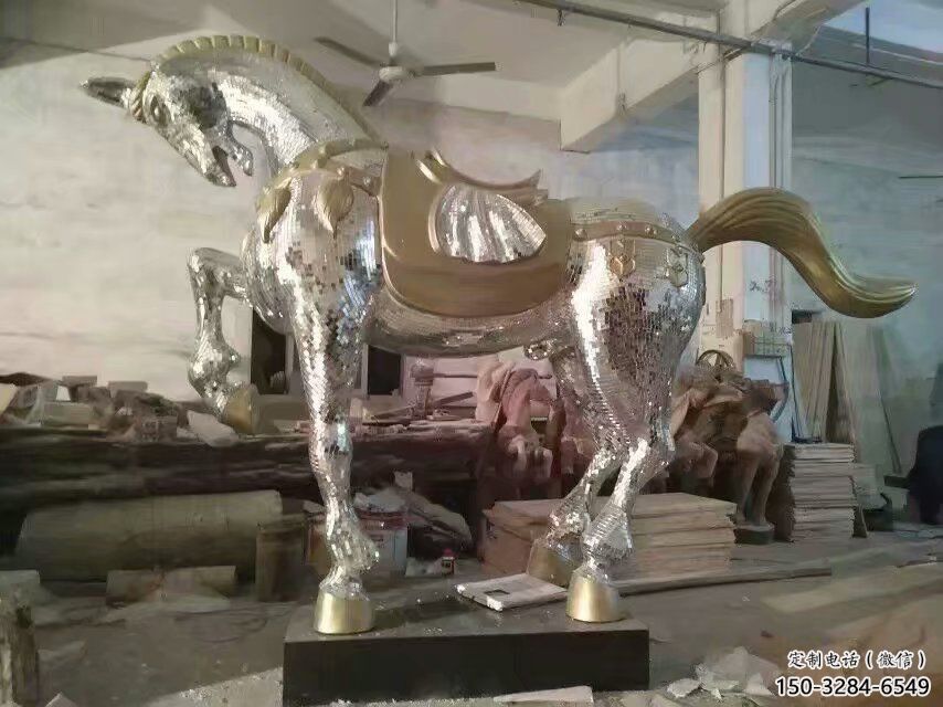 生產奔馬雕塑，鏡面工藝，仿真動物小品