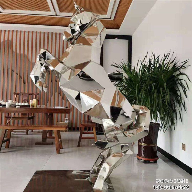 幾何奔馬雕塑，城市動物擺件，大型雕塑