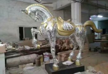 加工奔馬雕塑，鏡面工藝，仿真動(dòng)物小品