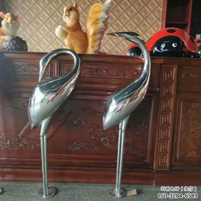 園林不銹鋼丹頂鶴雕塑 風景區仿真雕塑 廣場小品