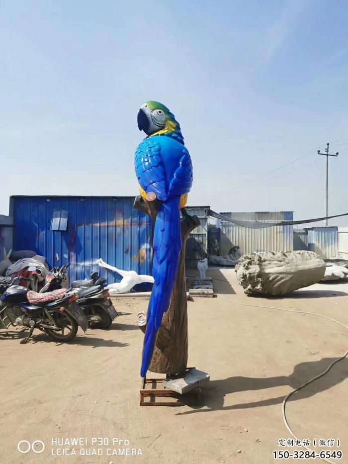 玻璃鋼抽象鸚鵡雕塑 店門口彩繪雕塑 步行街?jǐn)[件