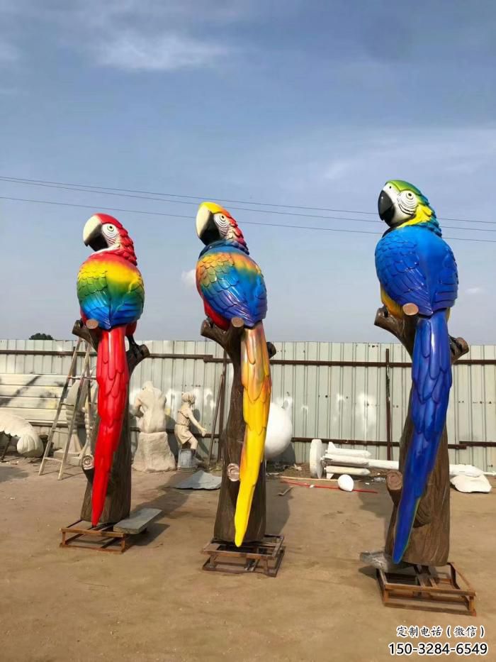 常用鸚鵡雕塑，鳥禽擺件，彩繪仿真工藝