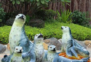 抽象海豹雕塑 店門口彩繪雕塑 步行街擺件