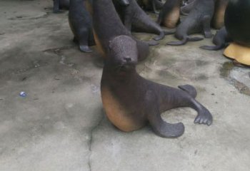 酒店海豹雕塑 庭院仿真雕塑 彩繪小品