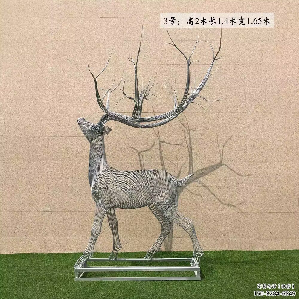 不銹鋼商場麋鹿雕塑 仿真雕塑 店門口小品