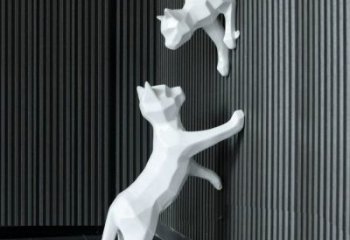 庭院小貓雕塑，動(dòng)物主題，抽象工藝