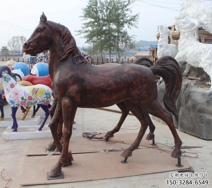 庭院小馬雕塑，動(dòng)物小品，廣場(chǎng)擺件