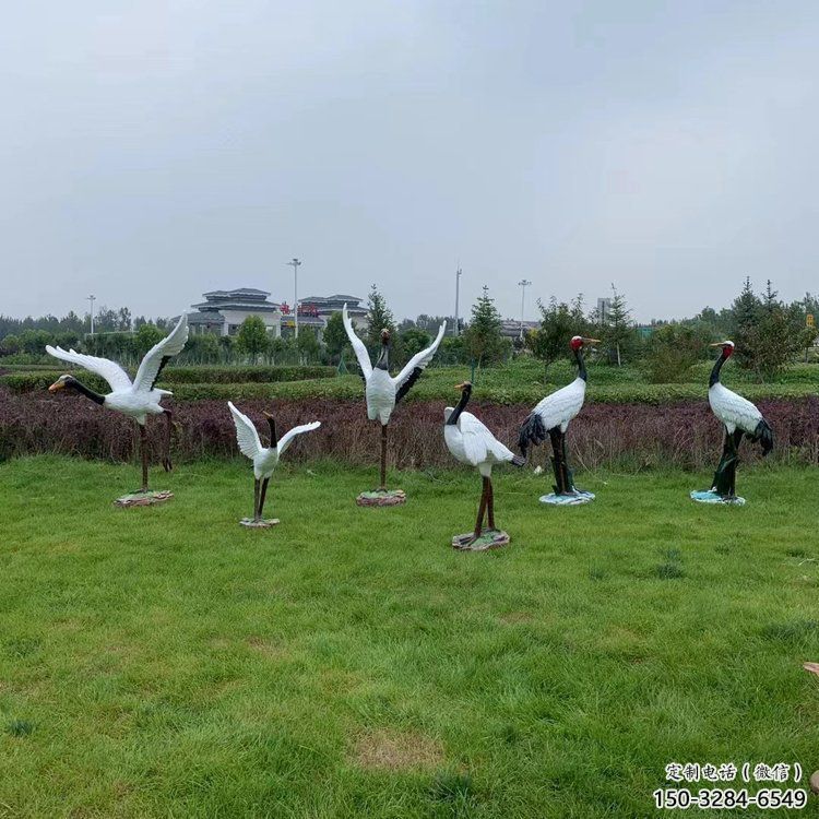 門(mén)口白鶴雕塑 售樓處仿真雕塑 彩繪小品