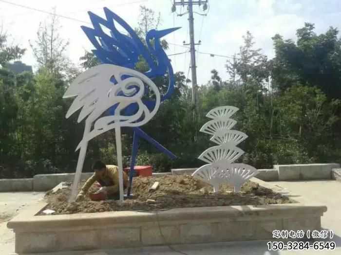 飯店白鷺雕塑，鍍金歐式雕塑，鍍金工藝