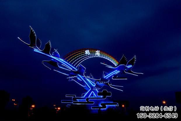 庭院白鷺雕塑，鍍金歐式雕塑，網(wǎng)格形式