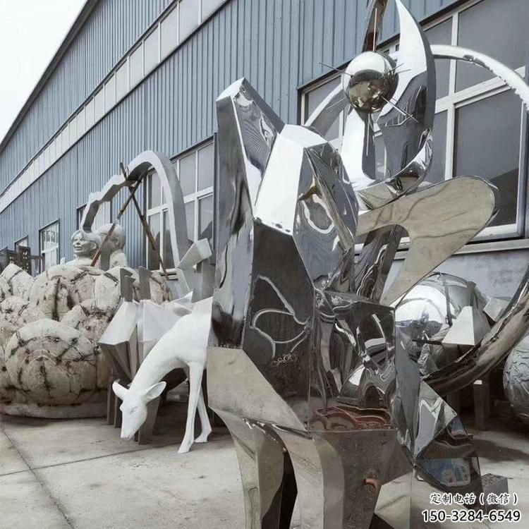 景區哈巴狗雕塑，鍍金歐式雕塑，鐵藝材質