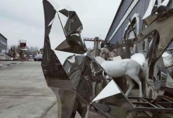 步行街哈巴狗雕塑，鑄銅農耕雕塑，鏤空方式