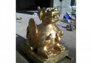 景區(qū)貔貅雕塑，鍍金歐式雕塑，鐵藝材質