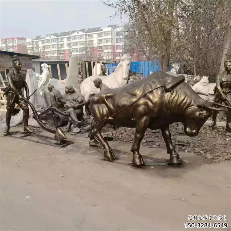 飯店老牛雕塑，鍍金歐式雕塑，鍍金工藝