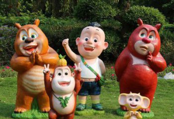 景區維尼熊雕塑，鍍金歐式雕塑，鐵藝材質