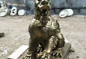 景區(qū)麒麟雕塑，鍍金歐式雕塑，鐵藝材質