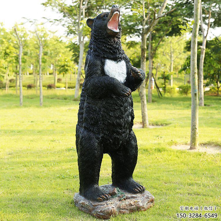 室內(nèi)黑熊雕塑，拉絲動物雕塑，抽象效果