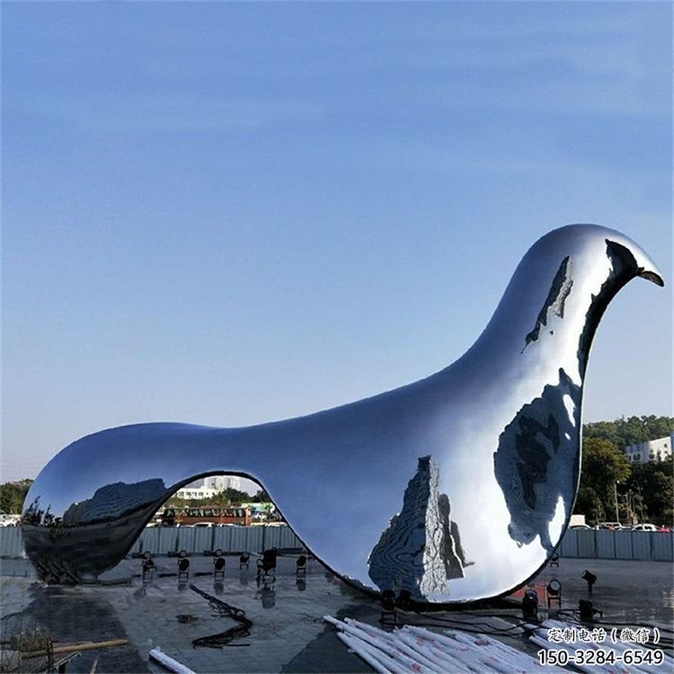 室內(nèi)鴿子雕塑，拉絲鳥類雕塑，抽象效果