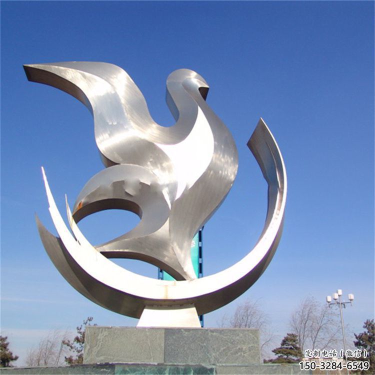小區(qū)鴿子雕塑，拉絲鳥類雕塑，抽象效果