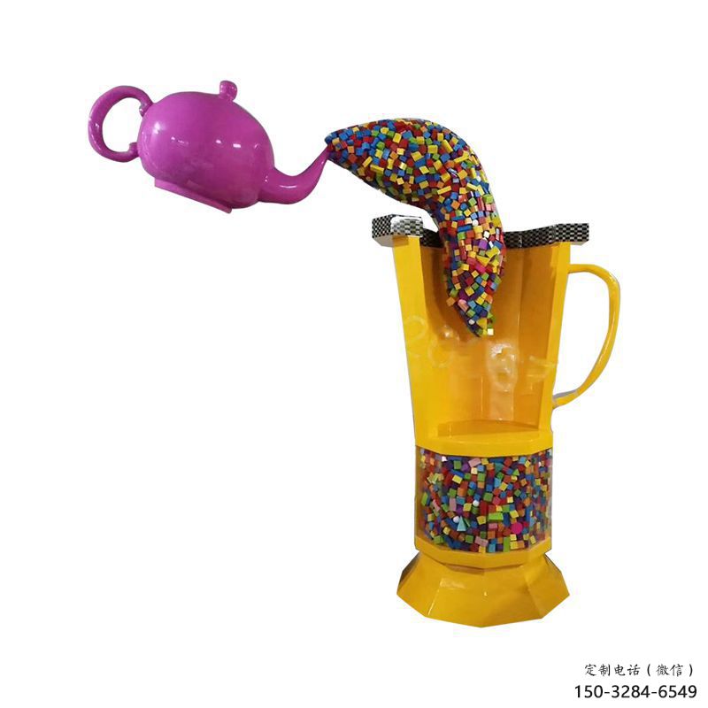 售樓部茶壺雕塑，噴砂發(fā)光雕塑，烤漆題材