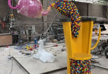 操場(chǎng)茶壺雕塑，烤漆景觀雕塑，噴砂制造