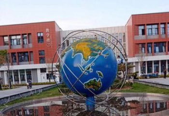 酒店地球儀雕塑，鍍金歐式雕塑，仿古擺件