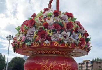 廣場花籃雕塑，抽象水景雕塑，抽象效果