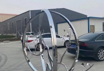 城市圓環雕塑，網格景觀雕塑，拋光效果