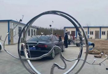 圓環雕塑，鏤空景觀雕塑，抽象效果