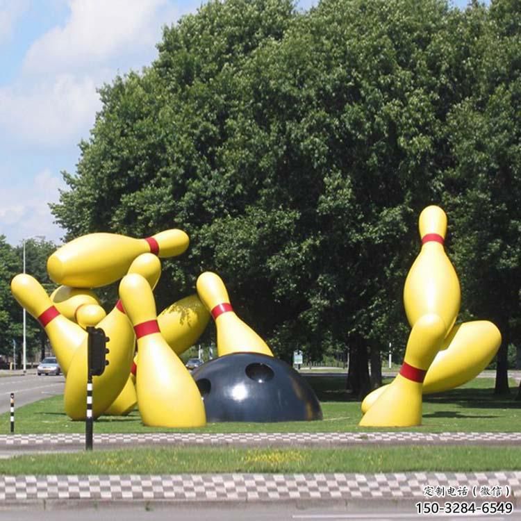 街道保齡球雕塑，鍛造景觀雕塑，彩繪效果