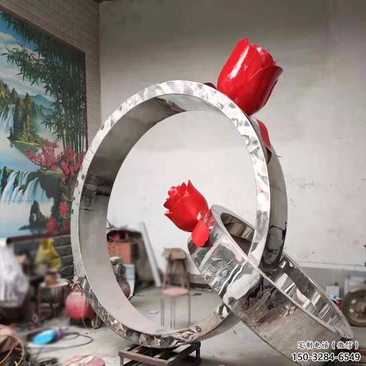 別墅區戒指雕塑 大型別墅區擺件 剪影雕塑