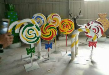 彩繪棒棒糖雕塑 懸空餐飲店擺件 街頭雕塑